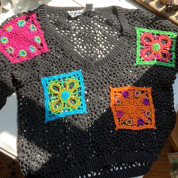 Vintage beaded patchwork sweater - Picture 8 of 9